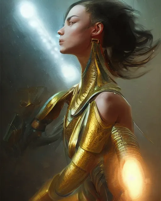 Image similar to Artificial Intelligence attacking humans, gorgeous, portrait, powerful, intricate, beautiful, masterpiece, elegant, volumetric lighting, back lighting, rimlight, dramatic lighting, digital painting, highly detailed, artstation, sharp focus, illustration, Artgerm, Jean-Léon Gérôme , ruan jia