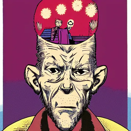 Image similar to powerful psychic guy emitting psychic powers, psychic, psychic powers, magic, by jamie hewlett, by geof darrow, aesthetic!,