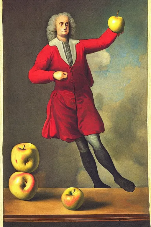 Image similar to isaac newton juggling apples