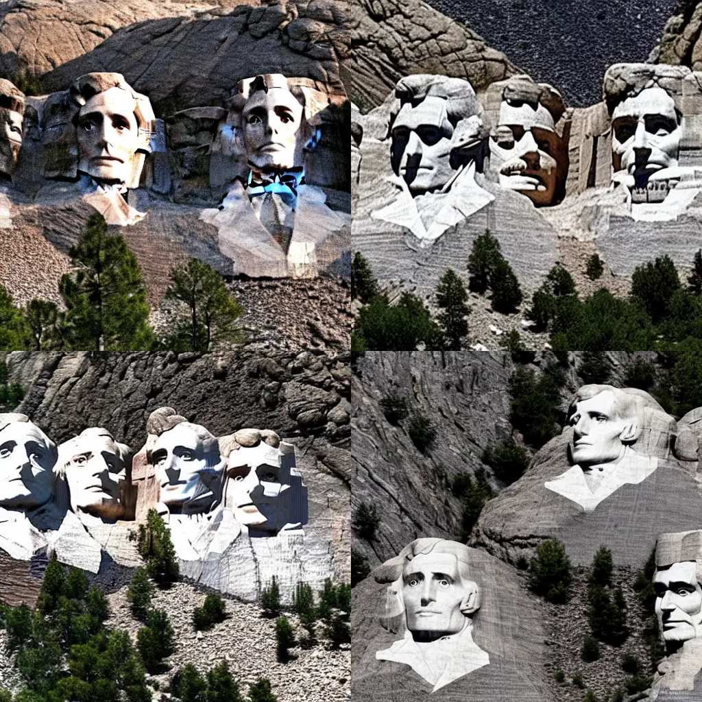 Prompt: Nicolas Sarkozy's head in Mount Rushmore