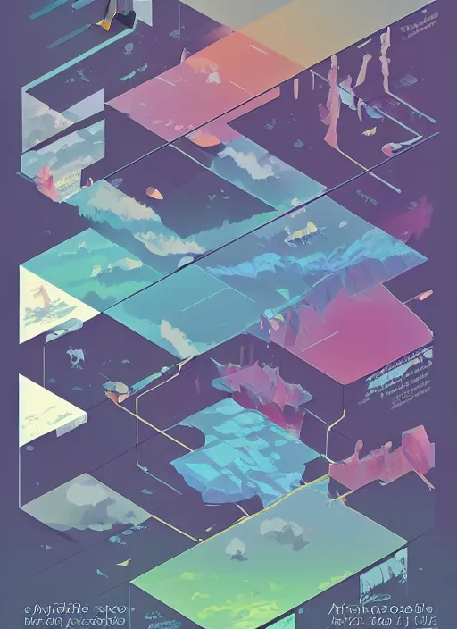 Image similar to axonometric isometric climate change infographic by makoto shinkai, ilya kuvshinov, lois van baarle, rossdraws, basquiat | maximalism, trending on artstation | complimentary color scheme