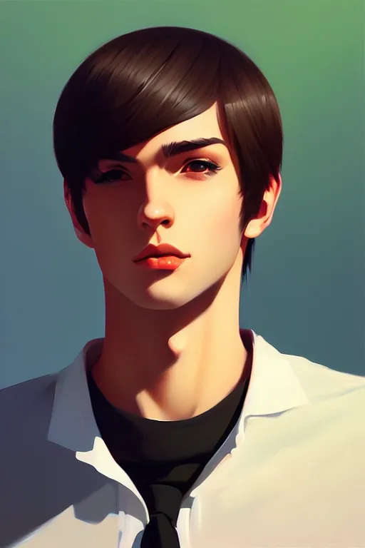 Image similar to attractive male, painting by ilya kuvshinov