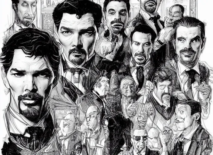 Image similar to a highly detailed mafia portrait of stephen strange, james gurney, james jean