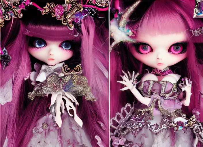 Image similar to baroque bedazzled gothic royalty frames surrounding a pixelsort emo demonic horrorcore japanese beautiful fairy kei doll, sharpened early computer graphics, remastered chromatic aberration