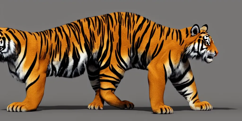 Image similar to tiger pattern, fur, octane render, 3d render, texture map, hair map, fur map, unreal engine 5