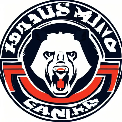 Image similar to A logo for the Bears sports team with a bear mascot grasping a Rugby Union football, vectorised, graphic design, NFL, NBA