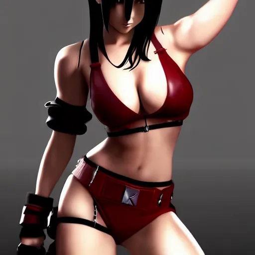 Image similar to high quality digital art of tifa lockhart posing, trending on artstartion, 4k