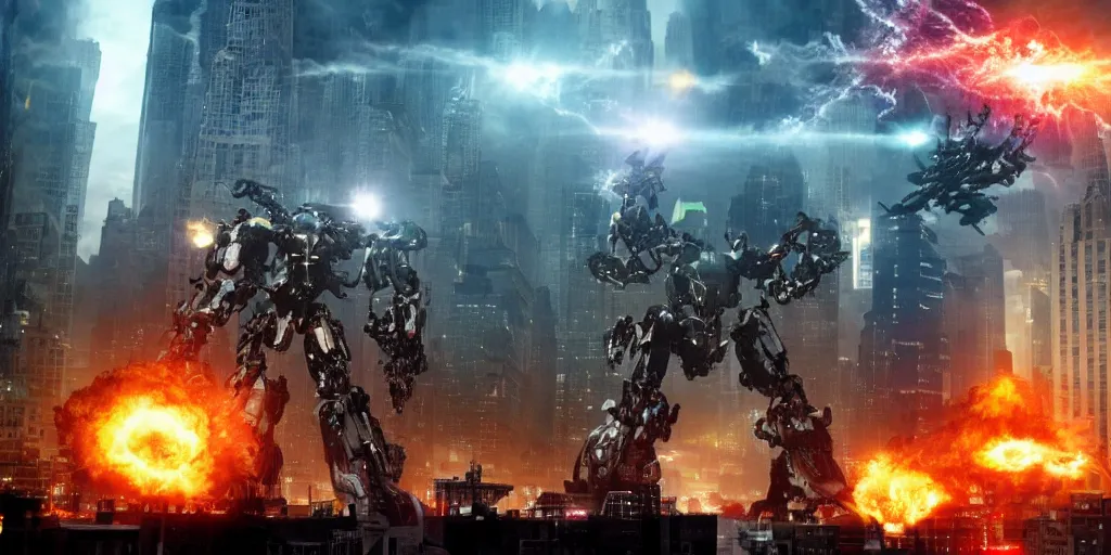 Prompt: A mecha Cyber Kaiju Attacking new york, cinematic, michael bay