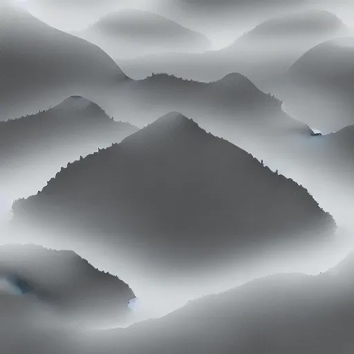 Prompt: “ aerial view of a mountain, fog on the ground, vector art ”