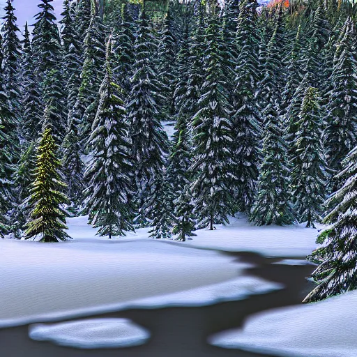 Prompt: snowy pine glade photorealistic hd