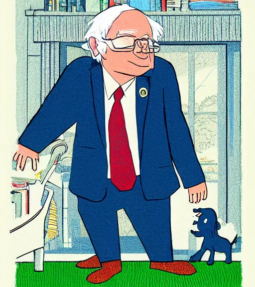 Prompt: Bernie Sanders in Goodnight Moon, illustration