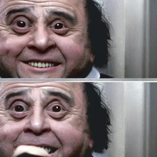 Prompt: the twins from the shining but it’s danny devito in both of their positions -9