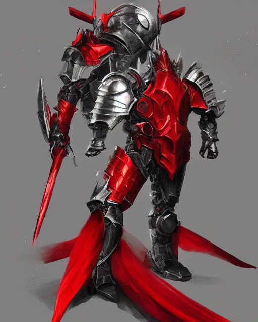 Image similar to knight armored in red, fantasy art, trending on artstation