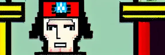 Image similar to napoleon bonapart wearing a hat and ceremonial uniform in a haughty pose, head pointing up diagonally, gta san andreas style, author marry white, pixel art, colors accent, symmetric, game screenshot