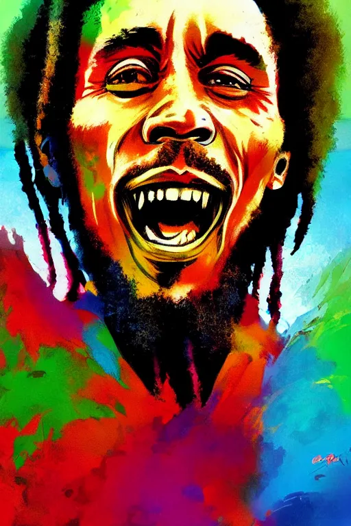 Image similar to bob marley, manga cover art, detailed color portrait, artstation trending, 8 k, greg rutkowski