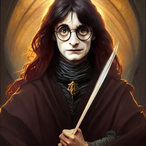 Prompt: undead harry potter. d & d, portrait, highly detailed, digital painting, trending on artstation, intricate details, energetic mood, golden ratio composition, concept art, sharp focus, illustration, art by artgerm and greg rutkowski and alphonse mucha and magali villeneuve, 8 k, 4 k,