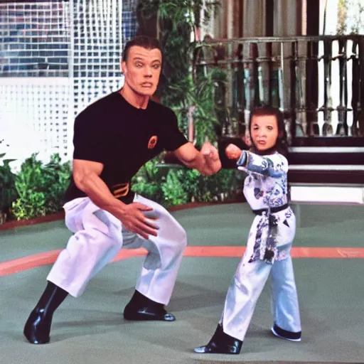 Image similar to jean-claude van Damme toddler karate salute