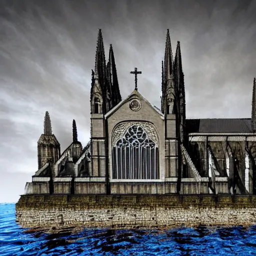 Image similar to a photograph of a cathedral on the bottom of the ocean, photorealistic,