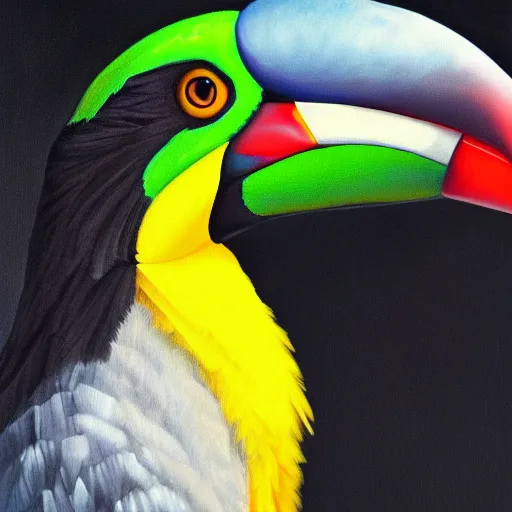 Image similar to hybrid bird cross between toucan and eagle detailed oil painting 4k