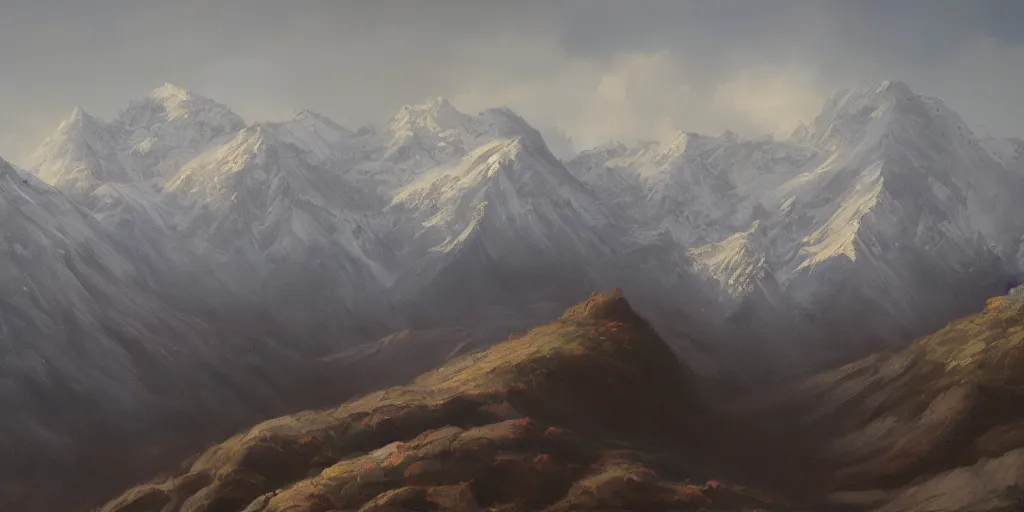 Image similar to mountain, cinematic lighting, detailed oil painting, hyperrealistic, 8k