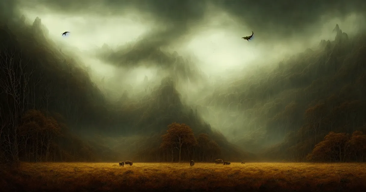 Image similar to epic professional digital art of startling hungry landscape, faint golden moody atmospheric lighting, painted, intricate, detailed, detailed, foreboding, by leesha hannigan, wayne haag, reyna rochin, ignacio fernandez rios, mark ryden, iris van herpen,, epic, stunning, gorgeous, much wow, cinematic, masterpiece.