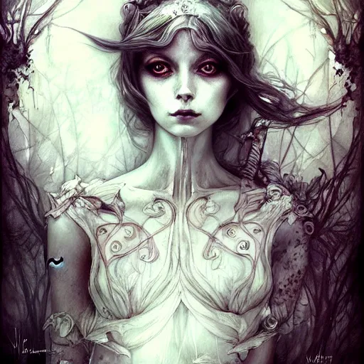 Image similar to portrait painted in bastien lecouffe deharme style drawn by vania zouravliov and takato yamamoto, inspired by alice in wonderland, intricate acrylic gouache painting, high detail, sharp high detail, artstation