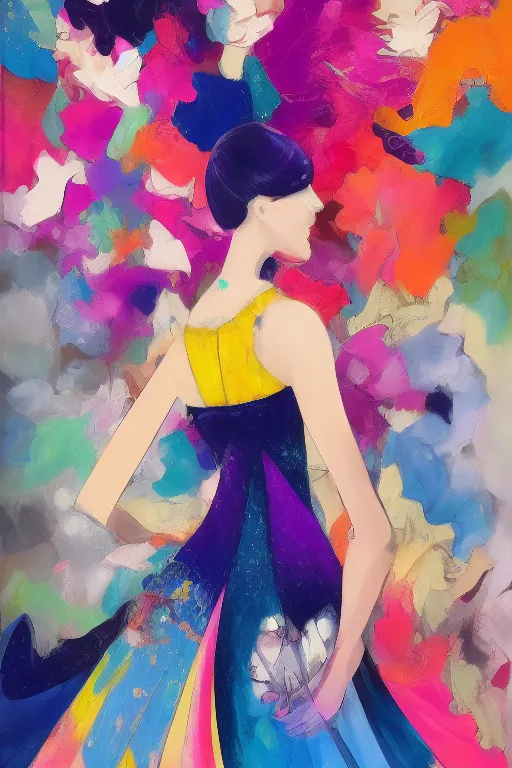 Prompt: empowering female artwork of high - end haute couture bespoke fashion by ali sabet, lisa frank & sho murase