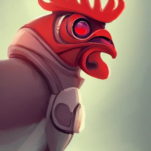 Image similar to a portrait of a futuristic robotic rooster wearing a hoodie, artstation, illustration