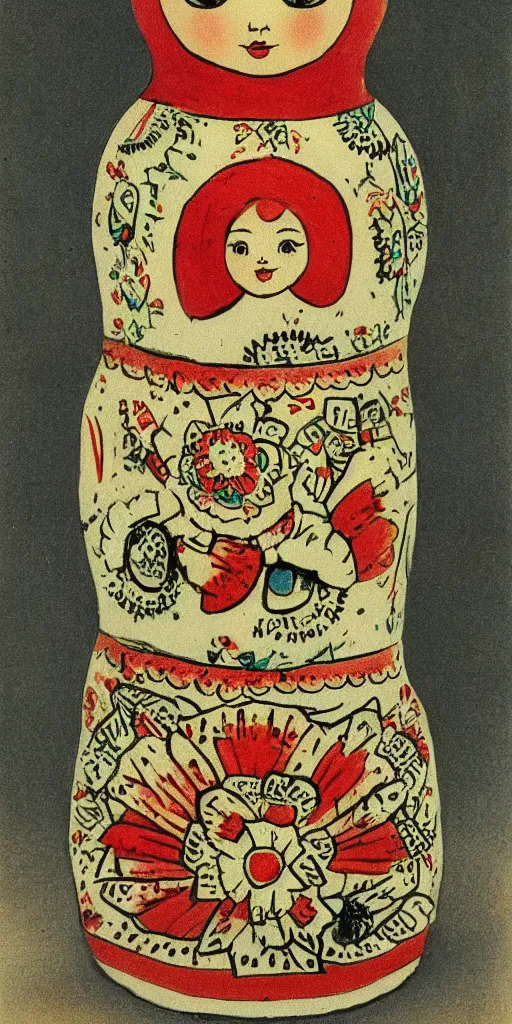 Image similar to matryoshka doll drawn by john tenniel