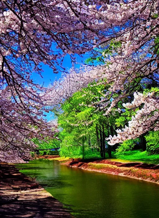 Image similar to beautiful spring season photography trees and river award winning cinematography