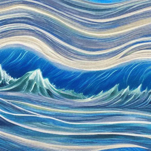 Prompt: painting wave tsunami small boat background cosmic night sky in the style of Ansel Adams