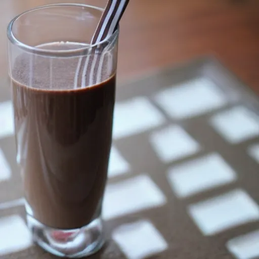 Prompt: “ large glass of chocolate milk ”