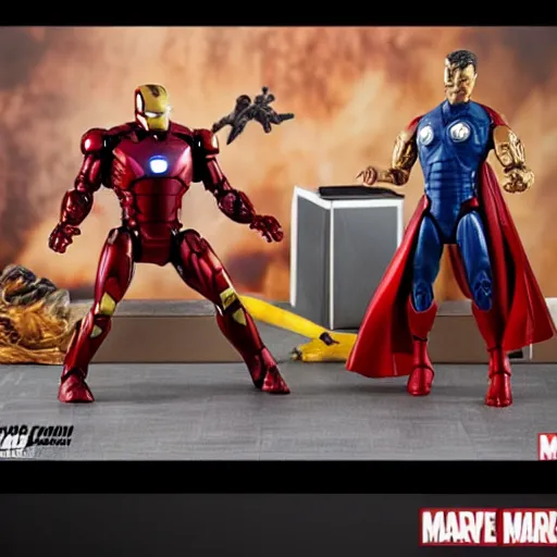 Prompt: marvel legends, actionfigure, iron man, product photo,