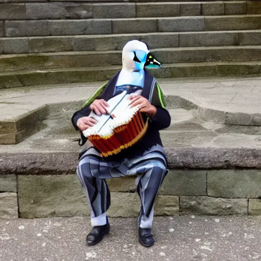 Prompt: seagull playing accordion in the style of runescape