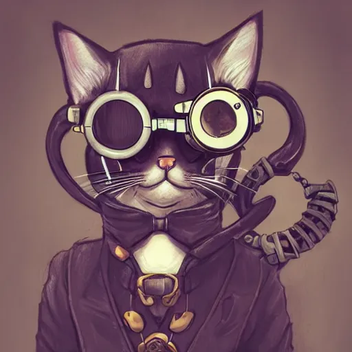 Prompt: a cat with steampunk googles, by ROSS tran, canon EOS 1000D