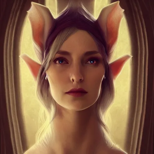 Prompt: beautiful hyper realistic portrait of a female elf wizard, focus on face, fantasy, medieval, elegant, soft, feminine,intricate details, cinematic, trending on artstation, in the style of D&D