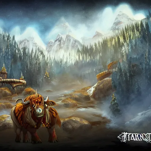 Image similar to Tauren Hotsprings warcraft fanart trending on artstation