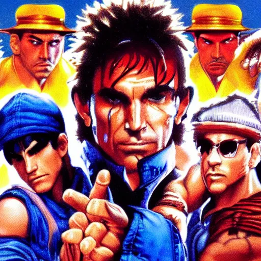 Prompt: portrait of daniel day - lewis in double dragon video game splash screen