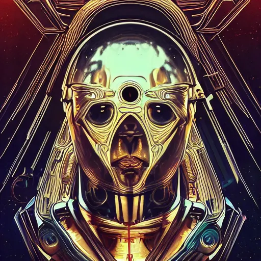 Prompt: pilot, 70s sci-fi, highly detailed, symmetrical long head, dark enlightenment, alchemy, nigredo, deep aesthetic, concept art, post process, 4k, highly ornate intricate details, art deco,