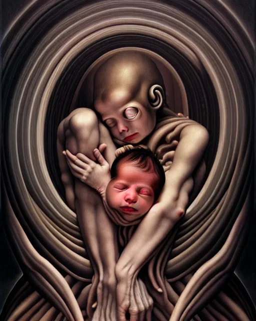 Image similar to newborn from alien by evelyn de morgan, by hr giger, hd, hyper detailed, 4 k