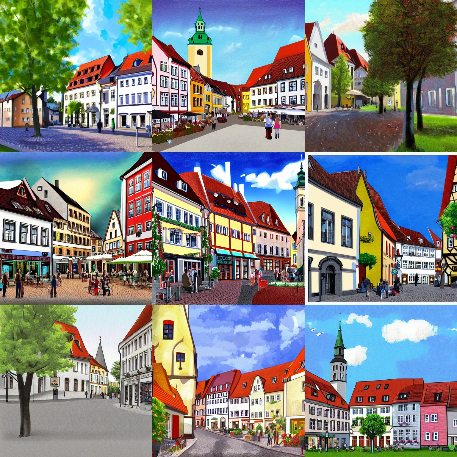 Prompt: Überlingen city digital painting
