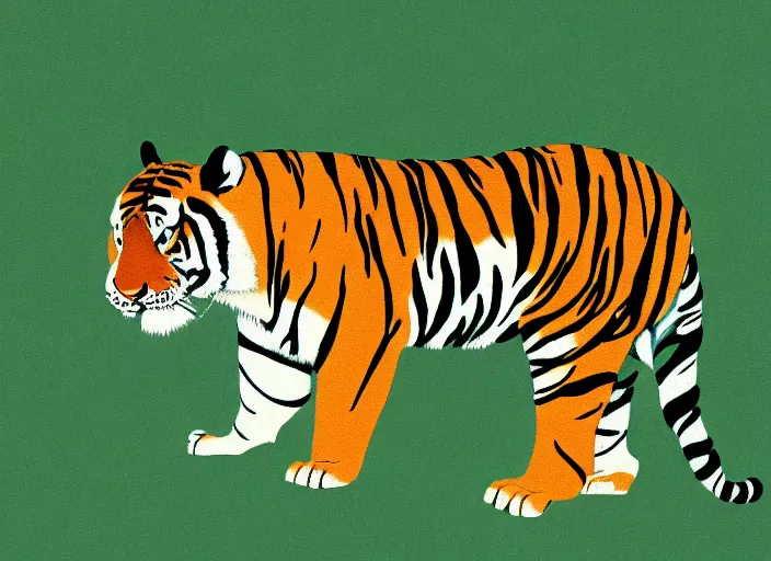 Image similar to a tiger in the centella asiatica in eyvind earle style