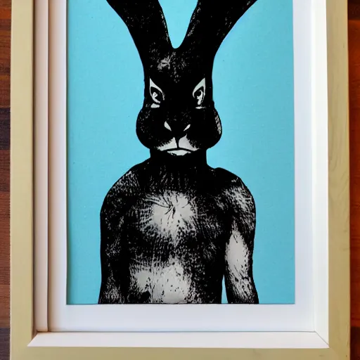 Prompt: Donnie Darko Rabbit emerges from frame