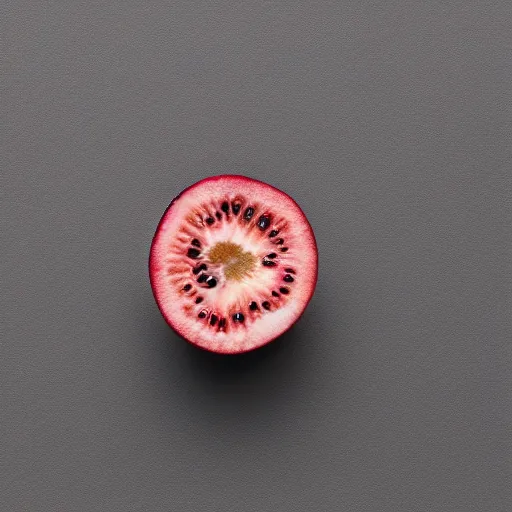 Image similar to centered hyper-realistic single piece of fruit, gray background