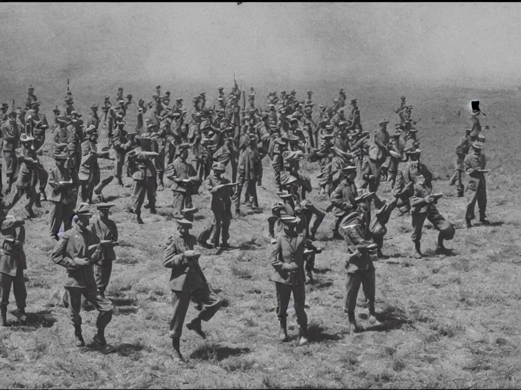 Image similar to “ a vintage photograph of soldiers training ”