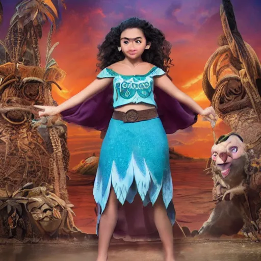 Image similar to photo of harry potter as moana, color, studio lighting