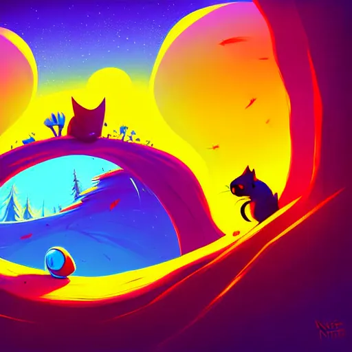 Image similar to curved perspective, extreme narrow, extreme fisheye, digital art of a marten animal by anton fadeev from nightmare before christmas