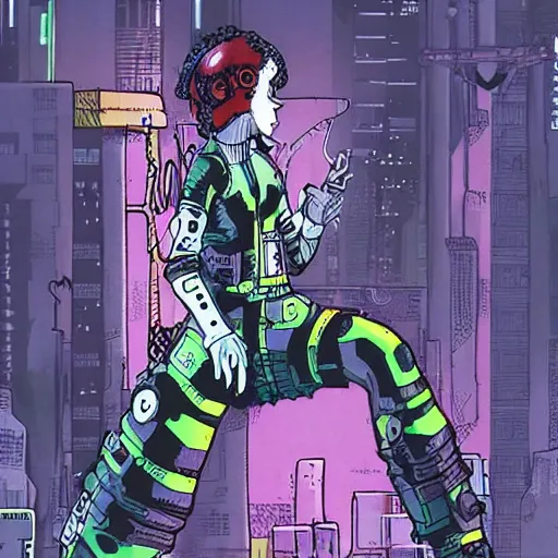 Image similar to cyberpunk octopus wearing a jumpsuit, in the style of Ashley Wood and Jamie Hewlett