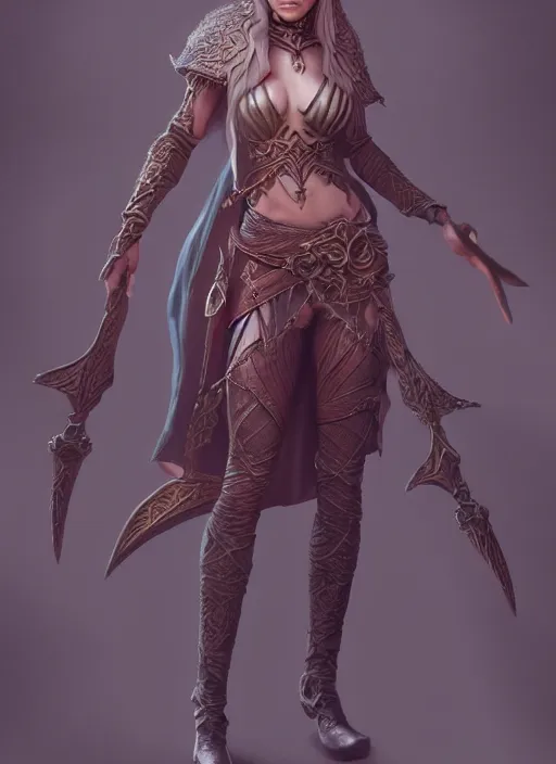 Prompt: full body concept art, Alla Prima painting of a D&D style elven female thief with a very beautiful face and centered eyes wearing full intricate clothing, ultra detailed, octane render, 4K, micro details