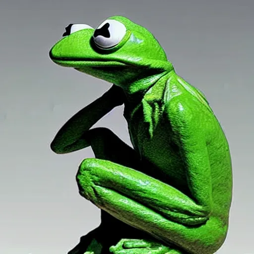 Image similar to The Thinker Kermit the frog by Auguste Rodin